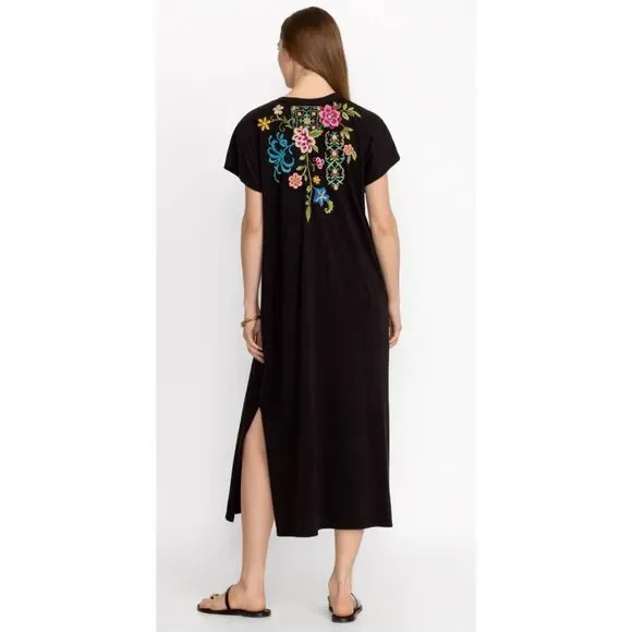 JOHNNY WAS NWT Boho Floral Embroidered Relaxed Knit Midi Dress - Picture 4 of 16